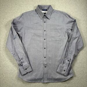 Teddy Stratford Button Up Shirt Mens 3 (M/L) Blue Stripe Button Zip Fit Preppy